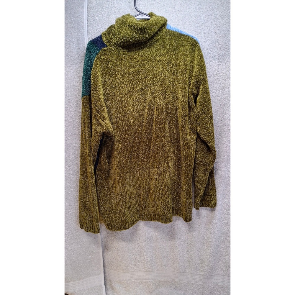 Vintage AllPoints ChenilleColorblock PatchworkTurtleneck SweaterGreen Blue L
(8) - Picture 9 of 9